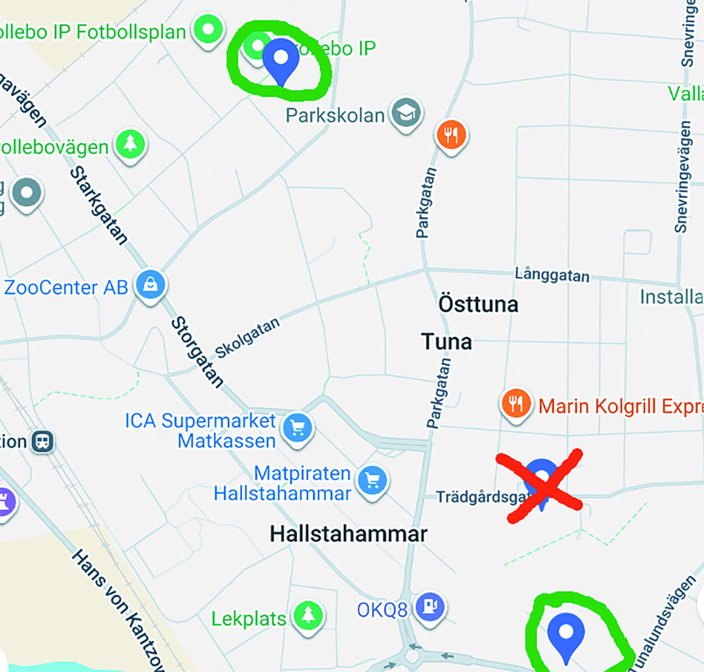Kartbild över Hallstahammars återvinningsstationer